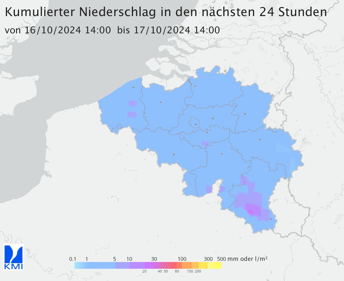 prognostizierte Niederschlagsmenge für die nächsten 24 Stunden