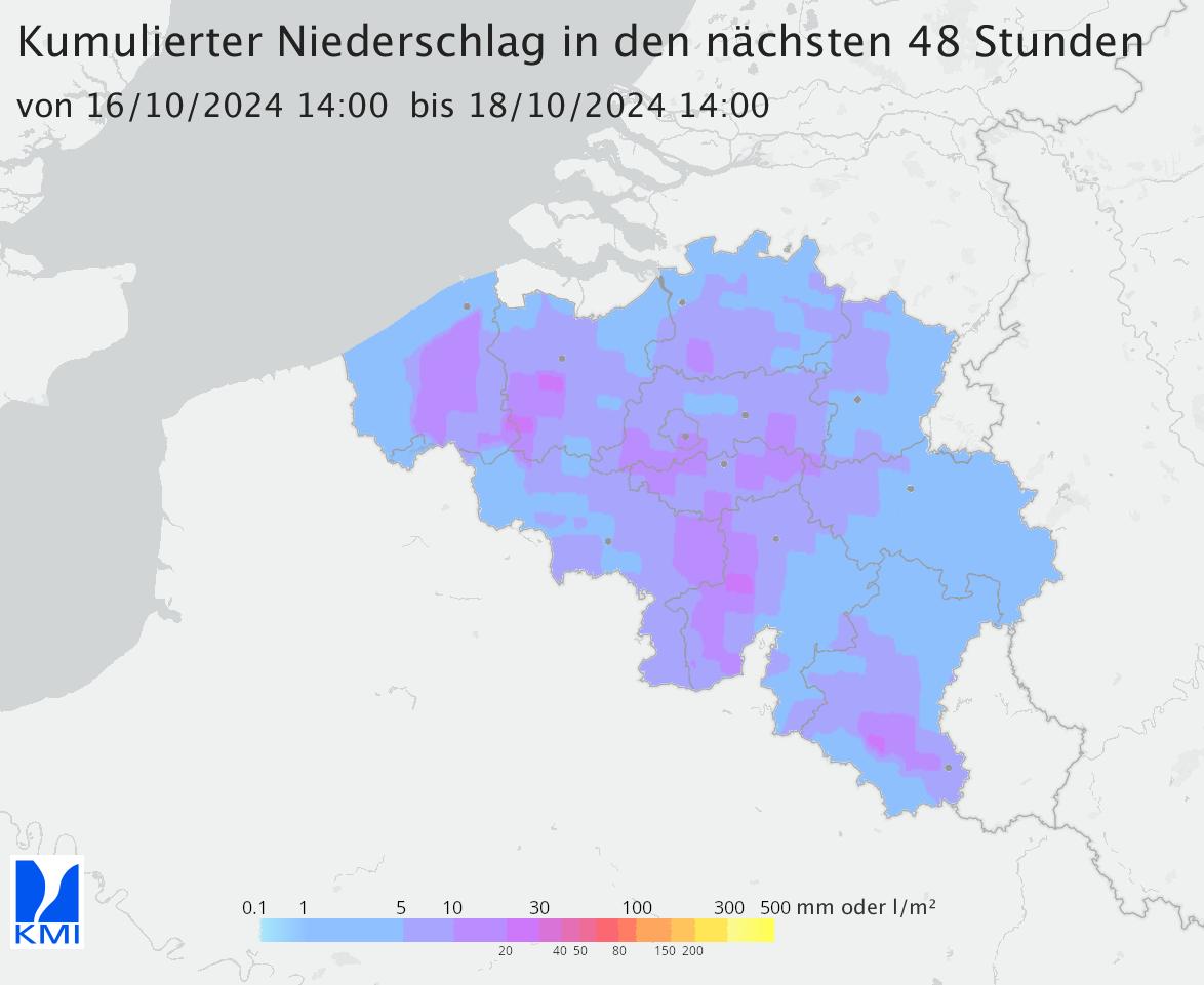 prognostizierte Niederschlagsmenge für die nächsten 24 Stunden