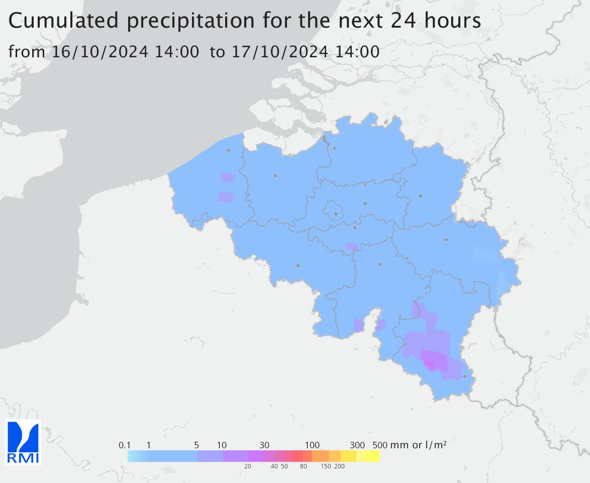 forecasted accumulated precipitation for the next 24 hours