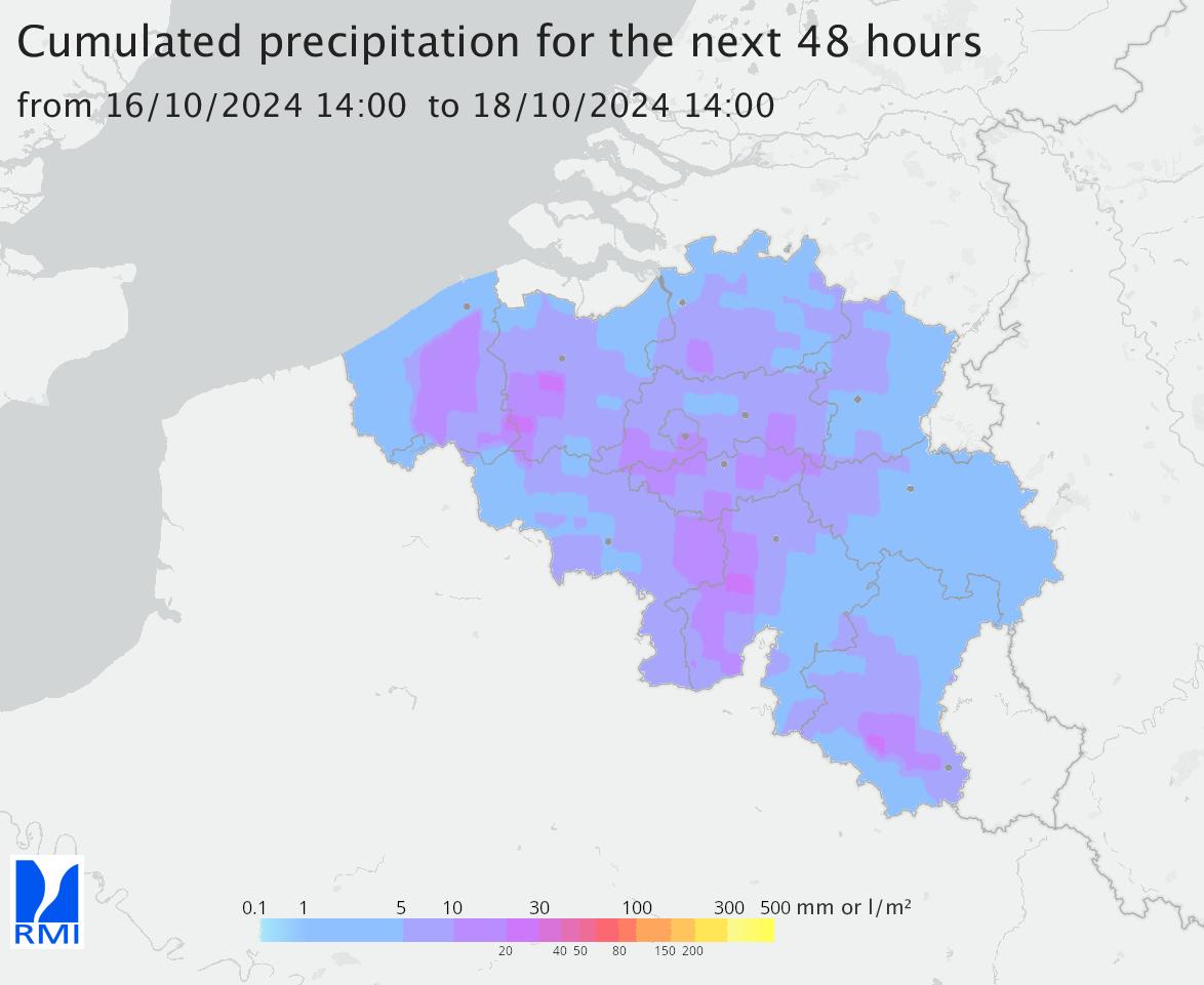 forecasted accumulated precipitation for the next 48 hours